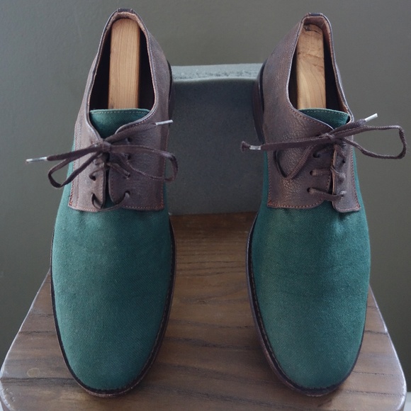 Green Canvas and Leather Esquivel Oxford Shoes main image 7